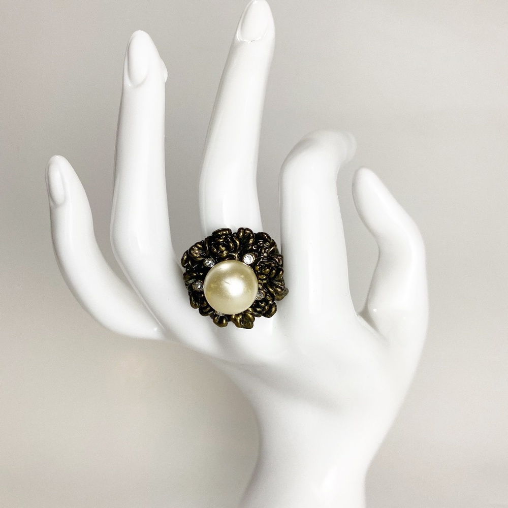 Faux Pearl Brass Ring